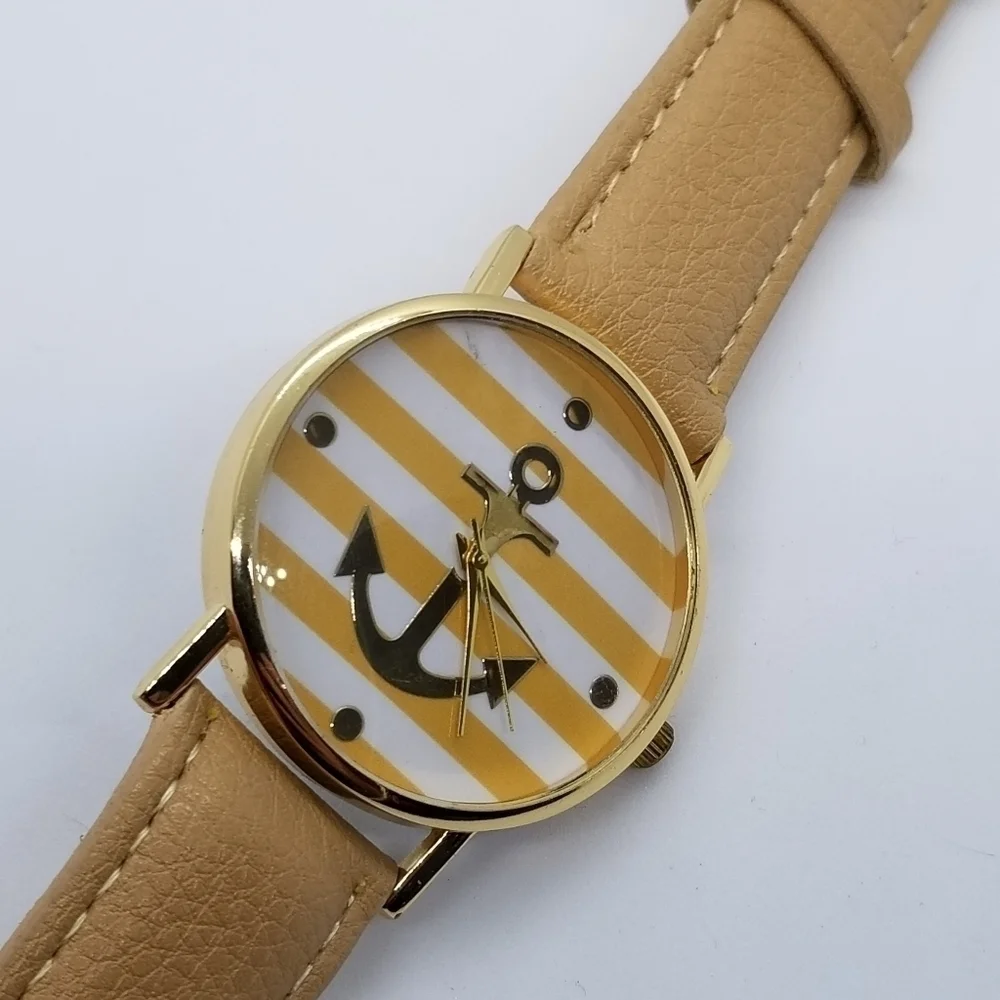 striped anchor watch with tan band